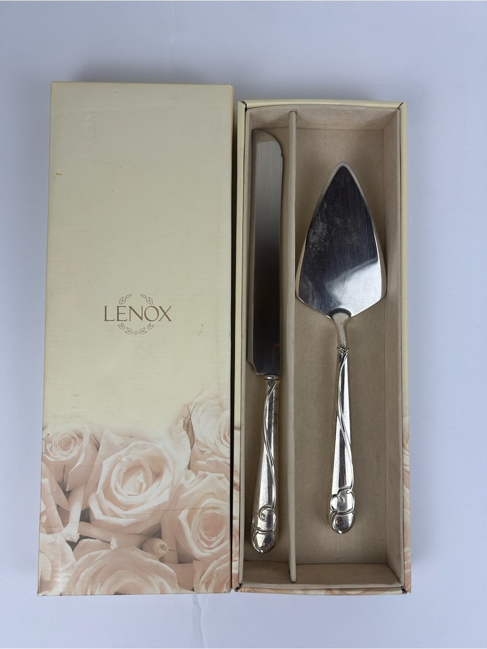 Lenox Forevermore Heart Stainless Cake Knife & Server Set w/ Box